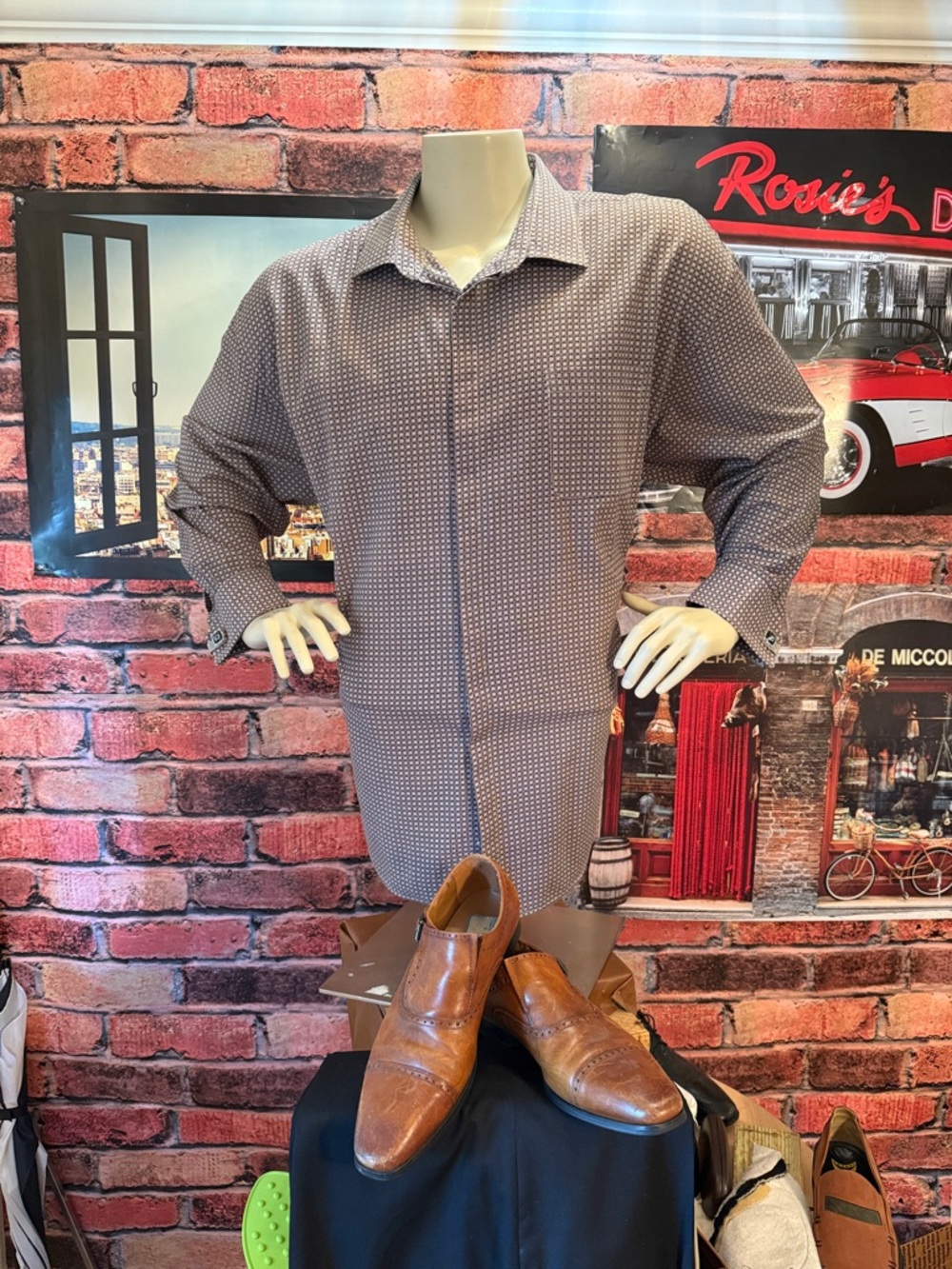 Stacy Adams Men's Patterned Button-Up Dress Shirt